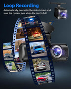 Dash Cam Front and Rear, 1080P Dash Camera for Cars, 3 Channel Car Camera Front Rear and Inside with 32GB Card, Loop Recording, Night Vision, HDR, 24Hr Parking, G-Sensor