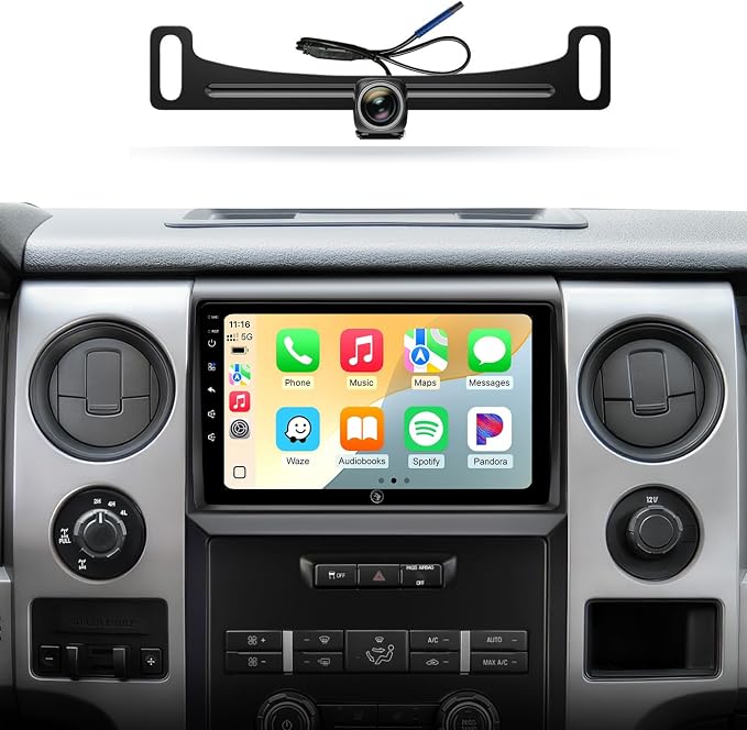 Car Radio Stereo for Ford F150 09-14, Wireless CarPlay & Android Auto | 9-inch IPS HD touchscreen,64G storage, 5G WiFi GPS, Bluetooth FM AM SWC, plug-and-play, 1080P backup camera