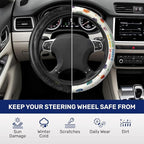 Colorful Emotion Icon Steering Wheel Cover, Polyester Car Wheel Grip, Universal 15 Inch for Cars SUVs Trucks