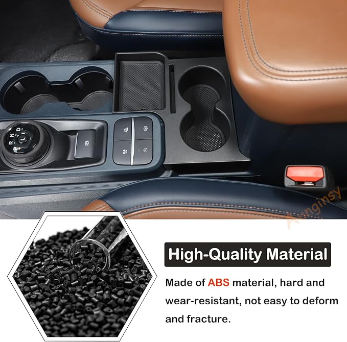 Center Console Cup Holder Organizer Compatible with Ford Maverick 2022-2026 | Front Seat Armrest Storage Box Dual Cupholder Insert Expander Tray Drink Water Bottle Holder with Mat Interior Accessories