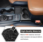 Center Console Cup Holder Organizer Compatible with Ford Maverick 2022-2026 | Front Seat Armrest Storage Box Dual Cupholder Insert Expander Tray Drink Water Bottle Holder with Mat Interior Accessories