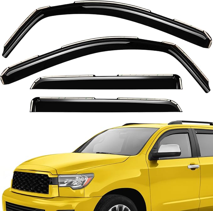 Extra Durable Window Deflectors in-Channel Window Visors Rain Guards Fit for Toyota Sequoia 2008-2022, Sun Visors, Wind Vent for Shades, Exterior Car Accessories - 4pcs. AG0514