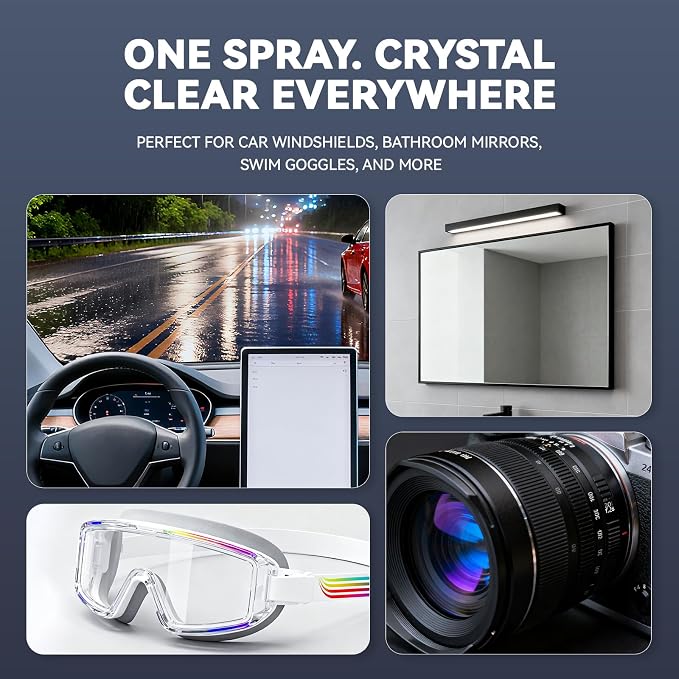 Spray Rain & Fog Defense Duo: Hydrophobic Rain Repellent & Anti-Fog Interior Spray for Car Windows, Windshield & Motorcycle Visors | Long-Lasting Bead Effect, 72-Hr Fog Prevention