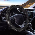 Automotive Steering Wheel Covers for Driver Universal 14 to 15 in | Bat Spider Web Print Steering Wheel Protector with Cloth for Women, Keep Warm Comfort Grip, Sweat Absorption Neoprene