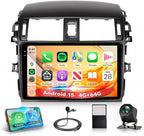 4G+64G Car Stereo for Toyota Corolla 2008-2013 Android 15 Car Radio Wireless CarPlay Android Auto, GPS 5G-WiFi 9 Inch INCELL Screen Bluetooth FM/RDS EQ Mirror Link + AHD Backup Camera
