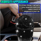 Bling Car Trash Can with Lid, Rhinestone Leakproof Waterproof Auto Cup Holder Garbage Bin, Portable Multipurpose Vehicle Dustbin and Organizer for Home Office Kitchen Bedroom (Black)