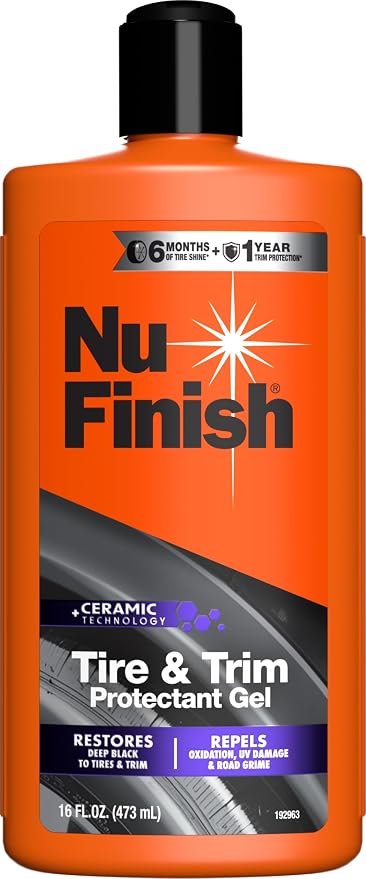 Tire Shine Gel & Trim Protectant, Car Cleaning Supplies, 16 fl oz | Fast-drying, streak-free gel for rubber, weatherstripping, and textured trim; plastic restorer for cars