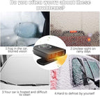 Portable Car Heater Fan, Car Defroster Defogger Heater, 12V 150W 2 in 1 Heating and Cooling Car Heater Defroster Anti-Fog, 360 °Rotatable Windshield Demister Defroster Plug in Cigarette Lighter