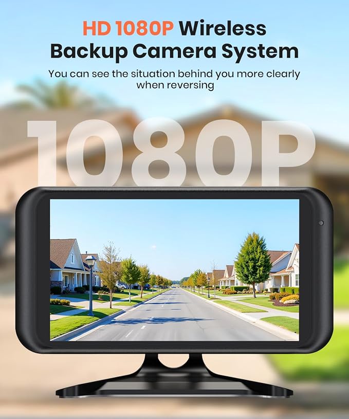 W5 Wireless Backup Camera: 4.5" 1080P Dual-Channel Monitor, Easy Installation, Stable Wireless Signal, IP69K Waterproof Color Night Vision Back Up Camera for Truck, Car, SUV, Van and Trailer