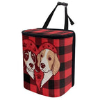 Dog Paw Scottish Tartan Print Car Trash Can with Lid, Leak Proof Auto Trash Bag Hanging Vehicle Garbage Can Multipurpose Storage Container for Back Seat Road Trip