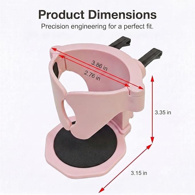 Car Cup Holder, Stable Cup Holder Expander for Car Air Vents, Car Ashtray Holder, Suitable for Sedans SUVs Trucks with Horizontal Blade Vents (Pink)