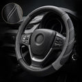 Leather Large Steering Wheel Cover 14 1/2 inch to 15 inch Universal, Soft Grip Breathable for Car Truck SUV Jeep Anti Slip Gray
