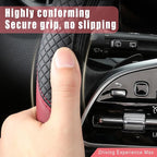 Leather Car Steering Wheel Cover, 15 Inch Anti-Slip Carbon Fiber Black Steering Wheel Cover, Universal Car Interior Accessories for Trucks Sedans SUVs (AD-Black & Red)