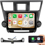QLED Linux Car Stereo for Toyota Highlander 2008-2014 - Fast Boot Wireless CarPlay & Android Auto Radio, AHD 1080P Backup Camera, Bluetooth, SWC, AM/FM, Dash Kit Replacement