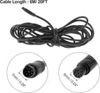 8 Pin 20ft 6m Backup Camera Extension Cable Dash Camera Cord Wires Car Rear View Camera