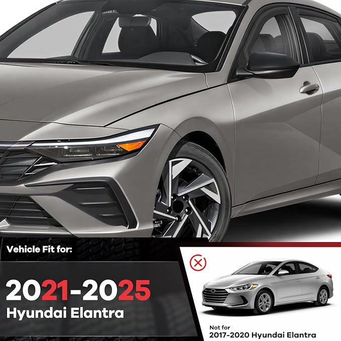 4PCS in-Channel Rain Guards Fit for Hyundai Elantra 2021 2022 2023 2024 2025 2026, Smoke Tinted Window Visors Wind Deflectors, Vent Shades Shiedlds with 2pcs Side Mirror Rain Visors