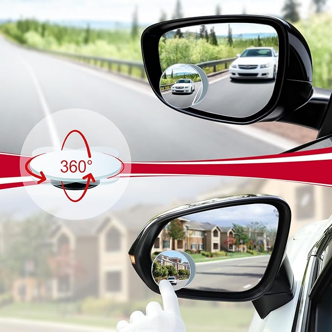 Blind Spot Mirror, 2" Round HD Glass Frameless Convex Rear View Mirrors Exterior Accessories with Wide Angle Adjustable Stick for Car SUV and Trucks, Pack of 4