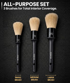 Car Detailing Brush Set - (3 Pack) Car Detailing Kit Interior, Car Interior Detailing Kit Car Detailing Brushes - Car Cleaning Brush, Car Detailing Brushes, Car Detailing Tools | Soft Boars Hair