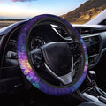 Automotive Steering Wheel Covers Universal Fit 14 to 15 inch, Purple Bohemian Flower Steering Wheel Protector with Cloth for Women Keep Warm Comfort Grip Sweat Absorption Neoprene