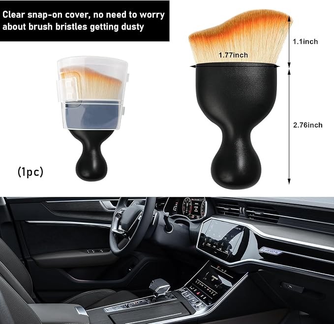 Car Detailing Brush, Curved Soft Bristles Auto Removal Dust Collectors, Universal Vehicle Dashboard, Air Conditioner Vents etc Interior Cleaning Tool Accessories (Yellow)