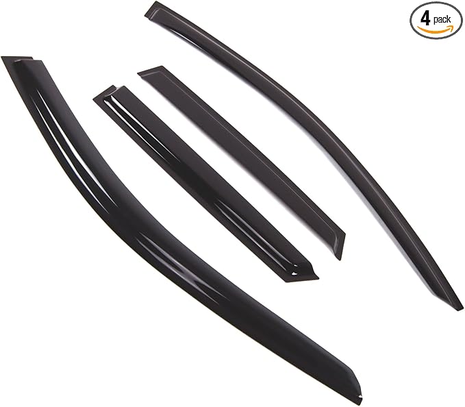 Outside Mount Window Vent Visors Rain Guards Compatible with Audi A3 Hatchback 2013-2015 | Side Window Wind Deflectors Rain Shields | Smoke Tinted, 4 Pcs Set, DGWV-776
