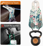CoBak Purse Hook for Car - Universal Premium Stitched Leather and Aluminum-Magnesium Alloy Double Car Seat Back Storage Hook for Purses, Handbags, Bags (2 Pack),Whipering Garden