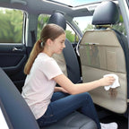 Car Seat Protector Large Kick Mat 2 Pack Durable Water Resistant Auto Seat Back Covers with 2 Mesh Pockets Protection Against Dust Mud Scratches (Beige-A, 2-Pack)