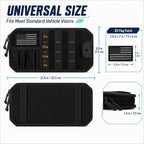 MOLLE Car Sun Visor Organizer with Semi-Rigid Panel, Zipper Storage Pouch & Glasses Holder, Adjustable Straps for Police Gear, Overland Accessories, Fits Trucks, SUVs, Jeeps,Pickups