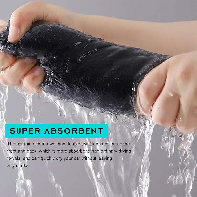 Microfiber Towels for Cars, 15.7"x15.7" 1200 GSM Ultra Thick Soft Car Detailing Drying Towel, Super Absorbent Double Twisted Loop Cloth Cleaning Towel for Car Truck SUV