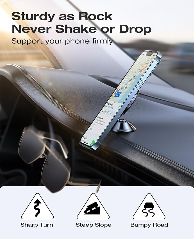 Latest Upgrade for MagSafe Car Mount, [High & Low Temp Resistance] Magnetic Phone Holder for Your Car Dashboard, 360 Adjustable Car Phone Holder Mount for iPhone 17 Pro Max 16 15 14 13 12