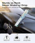 Latest Upgrade for MagSafe Car Mount, [High & Low Temp Resistance] Magnetic Phone Holder for Your Car Dashboard, 360 Adjustable Car Phone Holder Mount for iPhone 17 Pro Max 16 15 14 13 12