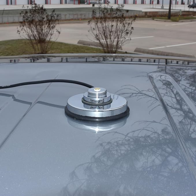 Tram-Browning BR-1030-UHF 3-5/8-In. NMO Magnet Mount with Rubber Boot and Preinstalled UHF PL-259 Connector, Chrome
