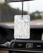 Blue Summer Beach Car Air Freshener 4 Pcs Coconut Scented, Preppy Coastal Bikini Car Accessories Mirror Decor for Women, Girly Beachy Hanging Air Freshener for Cars Closet Drawer Books