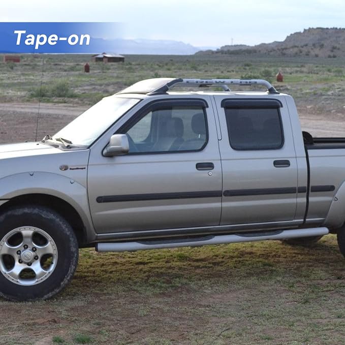 Window Visors Rain Guards for 2000 2001 2002 2003 2004 Nissan Frontier Crew Cab, Out-Channel Window Vent Wind Deflectors Visors Shades for 00 01 02 03 04 Frontier