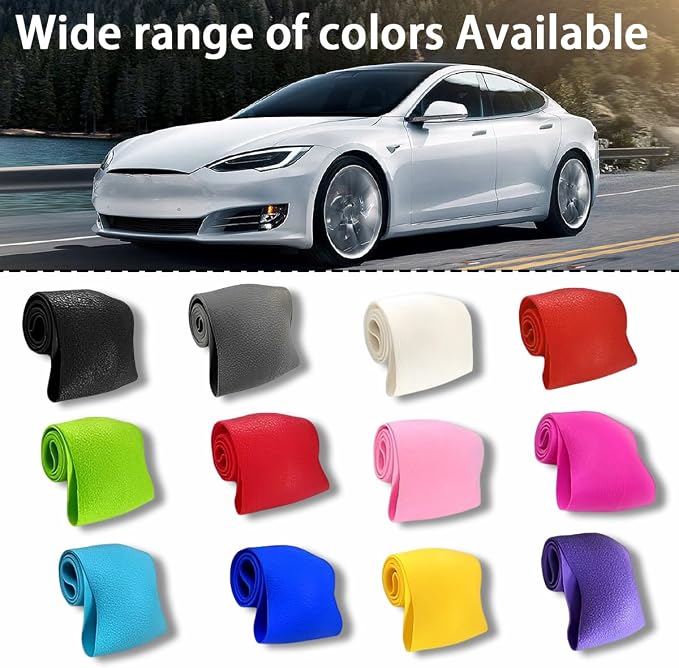 Car Silicone Steering Wheel Cover, Soft Anti-Slip Auto Steering Wheel Protector Fit 14 Inch, Universal Vehicle Interior Accessories for Cars, SUVs, Trucks, and Vans (Orange)