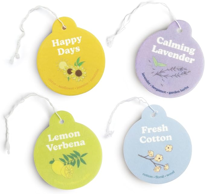 Clean Mix Car Charms 4-Pack Included Scents: Lemon Verbena, Fresh Cotton, Happy Days, Calming Lavender