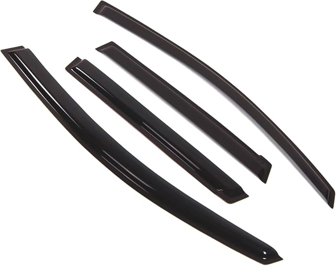 WD2-233 Dark Smoke 4 Pcs Set Window Visor (Outside Mount) Deflector Rain Guard Compatible with 2006-2008 Honda Fit