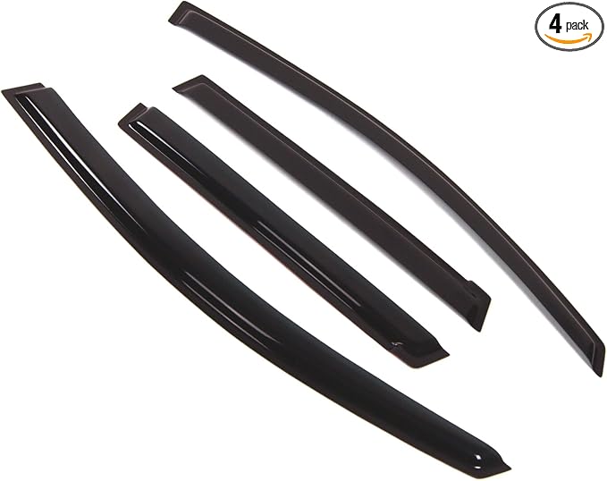 Outside Mount Window Vent Visors Rain Guards Compatible with Honda Fit 2006-2008 | Side Window Wind Deflectors Rain Shields | Smoke Tinted, 4 Pcs Set, DGWV-233