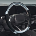 Leather Steering Wheel Cover for Chevy Silverado 1500 2500 3500, 14.5-15 inches Car Steering Wheel Cover with Non-Slip Breathable (Bright Silver)