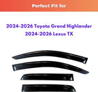 KPY Rain Guards Fit for 2024-2026 Toyota Grand Highlander, Out-Channel Window Visors Vent Wind Deflectors 4PC, Car Accessories for 24-26 Lexus TX