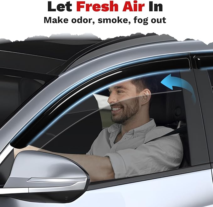 Window Visors Rain Guards for 2022-2025 2026 Hyundai Tucson Accessories, Outside-Mount Tape-On Side Window Wind Deflectors Vent Visors Shades Rainproof Black 4PCS