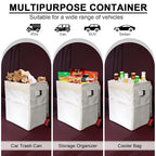 Car Trash Can Bin with Lid - Collapsible Car Garbage Can with Storage Pockets-Beige Mini Leakproof Vehicle Trash Bag-Small Automotive Organizers and Storage for Back/Front Seat SUV Truck Accessories