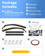 in-Channel Window Rain Guards Fit for Volkswagen VW Tiguan 2018-2024 Rain Guard Extra Durable Side Window Deflectors Window Visor Vent Visors Vent Shades Exterior Car Accessories