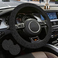 Black Leopard Steering Wheel Cover with 2 PCS Cup Coasters for Car,Black Cheetah Print 15 Inch Non-Slip Neoprene Steering Wheel Covers,Breathable Car Accessories Fit for Men Women