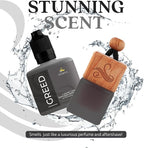Greed Gift Set with Refill Bottle | Perfume Inspired Car Fragrances | Strong Car Freshener with Odor Eliminator Technology | Greed Automotive Freshener by