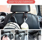 Car Hooks Universal Car Vehicle Back Seat Headrest Hanger Holder Hook Microfiber Leather & Stainless Steel for Bag Purse Cloth Drink Grocery (Brown)