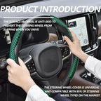 2pcs Universal Fit Carbon Fiber Steering Wheel Cover, Anti-Skid Steering Wheel Cover/Segmented Steering Wheel Protector/Car Interior Accessories (Bright Green)