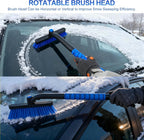 26" Snow Brush & Ice Scraper for Car Windshield and Window | 2 - in - 1 Winter Tool with Premium Bristles for Cars/SUVs/Trucks — Rotating Head, Heavy - Duty ABS | Ergonomic Foam Grip (FrostHug Blue)