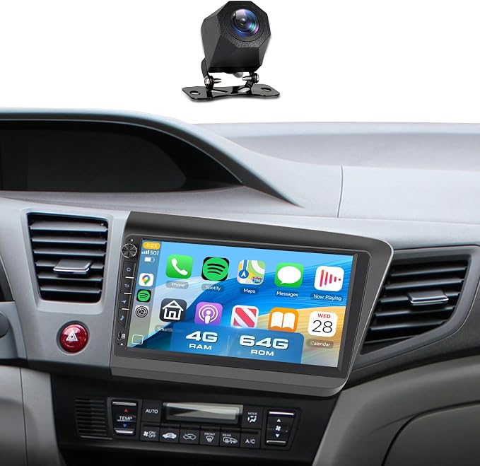 Car Stereo for Honda Civic 2012 2013 2014 2015 [4+64G] with Wireless Carplay & Android Auto, 9 Inch Touch Screen Car Radio for Civic Bluetooth GPS Navigation DSP WiFi FM SWC for Honda Civic Radio