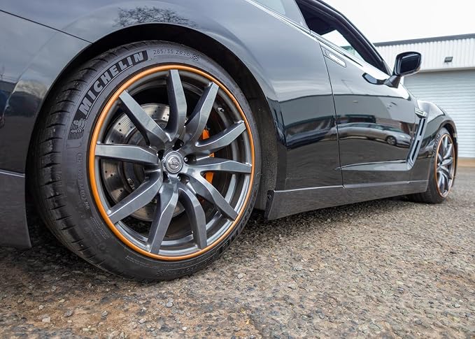 AlloyGator Bronze Rim Protector for Car Wheels (Fits 12-24" Wheel Diameter) - Pack of 4 Premium Alloy Wheel Protector to Avoid Scratches & Scuffs - Adhesive Free Curb Rash Rim Protectors